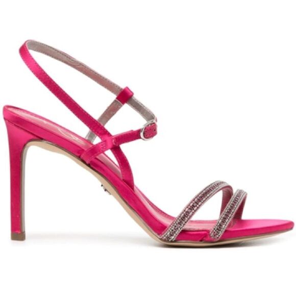 Sam Edelman Daisie Embellished Strappy High Heel Sandals in Fuchsia Satin sz 9.5 - Picture 2 of 14